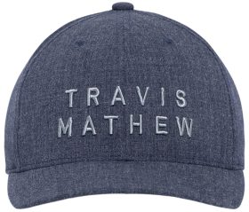 TravisMathew Men's Rockdale Snapback Golf Hat, Cotton/Polyester in Heather Mood Indigo Hmi