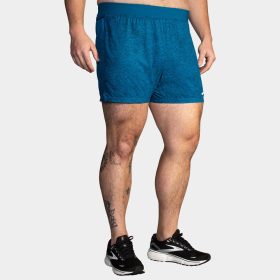 Brooks Sherpa 5" Shorts Men's Running Apparel Dark Ocean Terrain Print