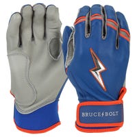 Bruce+Bolt Premium Pro Nimmo Series Men's Short Cuff Batting Gloves in Blue/Orange Size Small