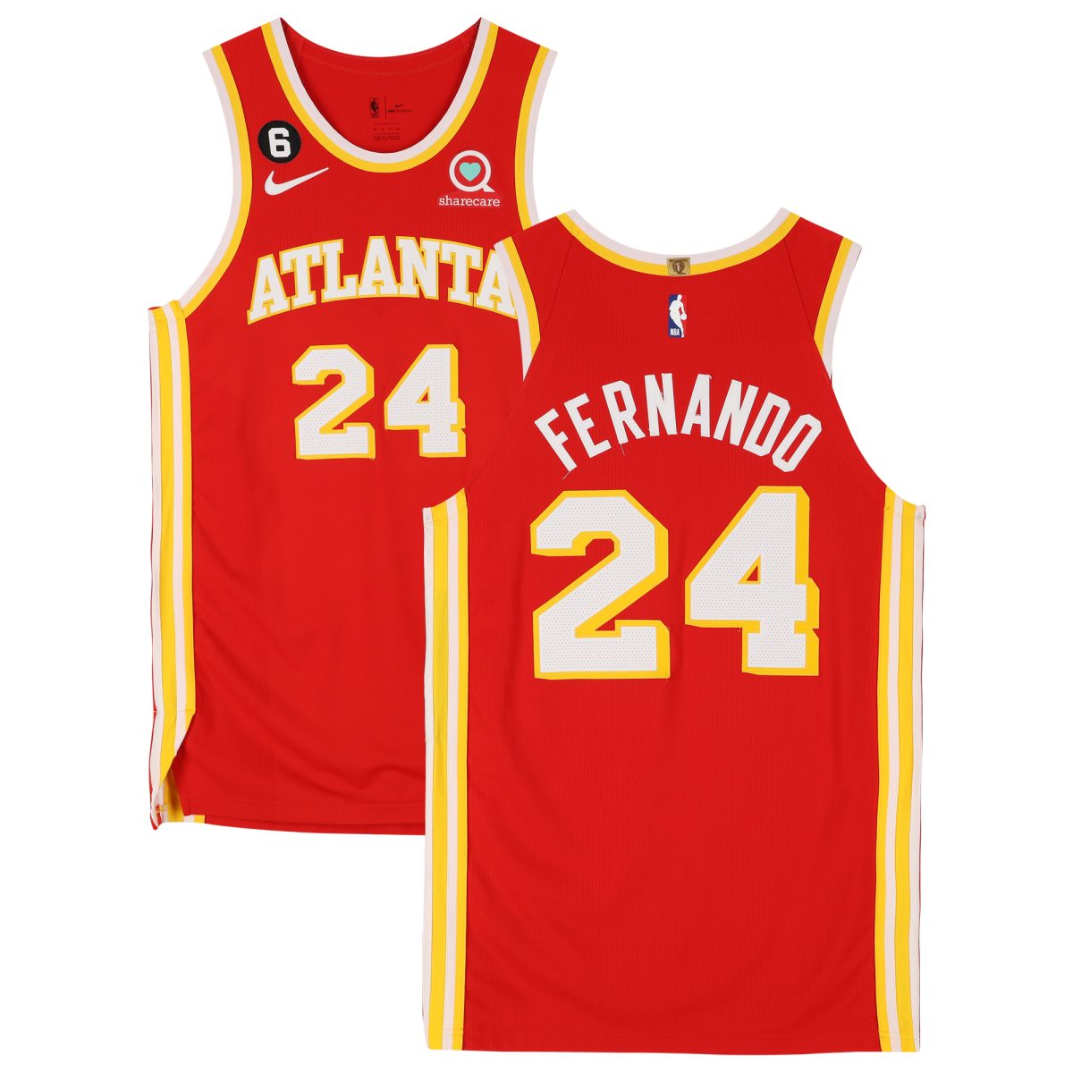 Bruno Fernando Atlanta Hawks Game-Used #24 Red Jersey vs. Brooklyn Nets on March 31, 2023