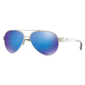 Costa Del Mar Loreto 580G Glass Polarized Sunglasses for Ladies - Palladium+White/Blue Mirror - Standard