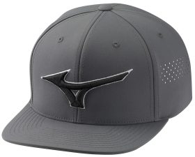 Mizuno Men's Tour Flat Snapback Golf Hat, Spandex/Polyester in Charcoal