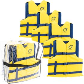 Overton's Universal Adult Life Jackets 4-Pack, Yellow