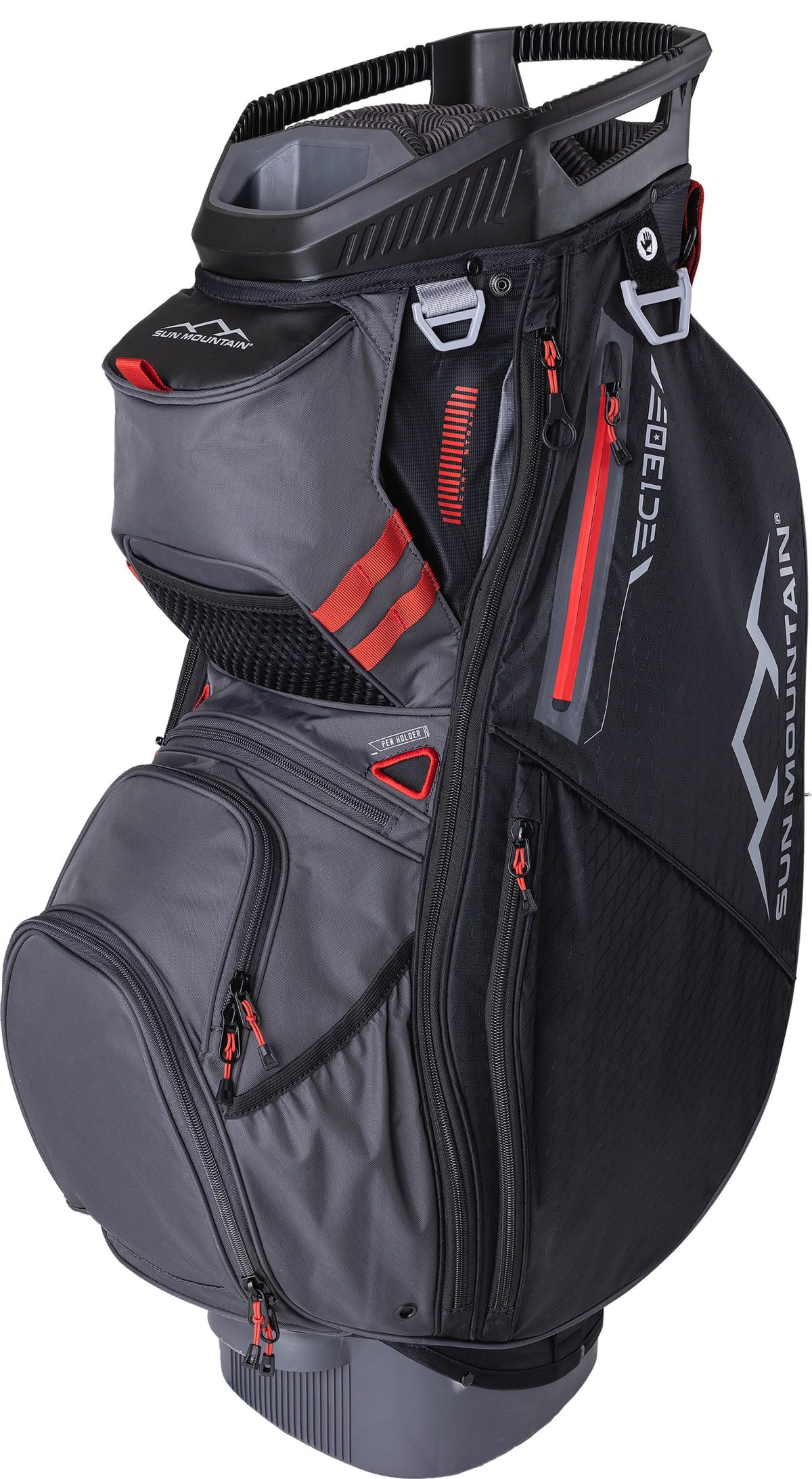 Sun Mountain Men's C-130 Cart Bag 2024 in Black/Steel/Rush Red