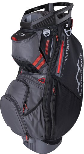 Sun Mountain Men's C-130 Cart Bag 2024 in Black/Steel/Rush Red