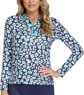 Tail Activewear Tail Women's Ellavine Long Sleeve Golf Top, Spandex/Polyester in Lynxes, Size S