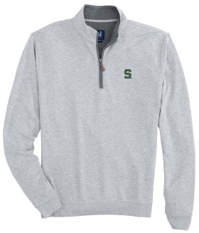 johnnie-O Men's Michigan State Spartans Sully 1/4 Zip Golf Pullover, Cotton/Polyester in Light Grey, Size L