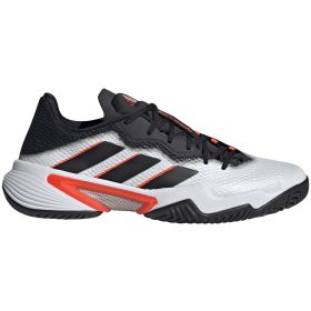 Adidas Men's Barricade Tennis Shoes (White/Core Black/Solar Red)