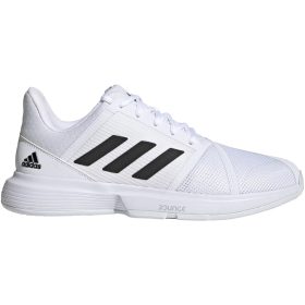 Adidas Men's CourtJam Bounce Tennis Shoe (Flat White/Core Black/Silver Metallic)