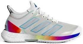 Adidas Women's Adizero Ubersonic 4 Tennis Shoes (White/Silver Metallic/Bright Cyan)