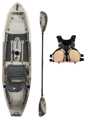 Ascend 10T Desert Storm Sit-On-Top Kayak with Enhanced Seating System Fishing Package