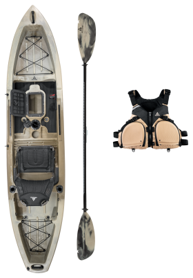 Ascend 12T Desert Storm Sit-On-Top Kayak Fishing Package