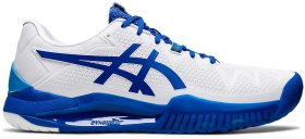 Asics Men's Gel-Resolution 8 Tennis Shoes (White/Tuna Blue)