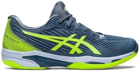 Asics Men's Solution Speed FF 2 Clay Court Tennis Shoes (Steel Blue/Hazard Green)