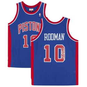 Dennis Rodman Detroit Pistons Autographed Blue 1988-89 Mitchell & Ness Replica Jersey