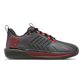 K-Swiss Men's Ultrashot 3 Tennis Shoes (Asphalt/Jet Black/Spicy Orange)