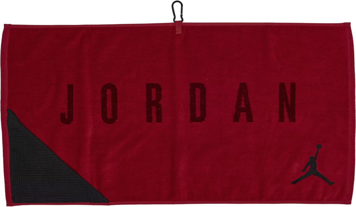 Nike Air Jordan Utility Golf Towel 2023, 100% Cotton in Varsity Red/Team Red/Black