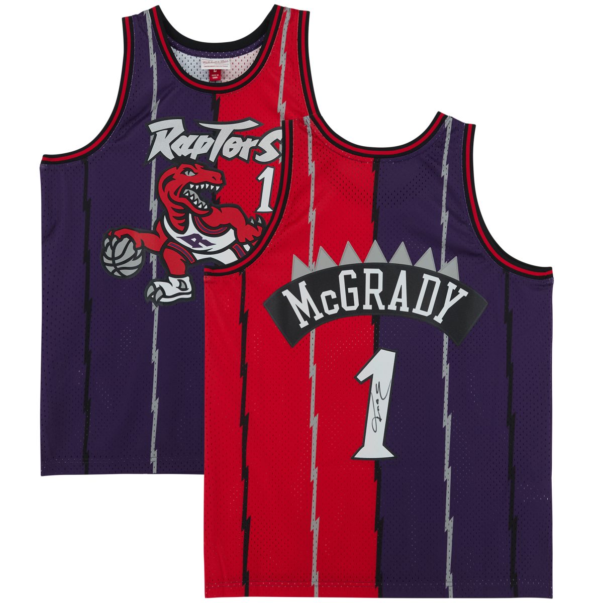 Tracy McGrady Toronto Raptors Autographed Purple and Red Split Mitchell & Ness 1998-1999 Swingman Jersey