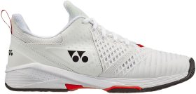 Yonex Men's Power Cushion Sonicage 3 Tennis Shoes (White/Red)