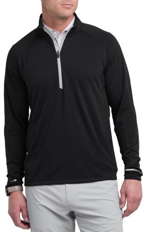 Zero Restriction Men's Z425 1/4 Zip Golf Pullover, 100% Polyester in Black, Size XL
