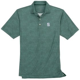 johnnie-O Men's Michigan State Spartans Gibson Printed Prep-Formance Golf Polo, Spandex/Polyester in Green, Size S