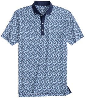johnnie-O Men's Taz Printed Golf Polo, Spandex/Polyester in Maliblue, Size L