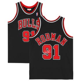 Dennis Rodman Chicago Bulls Autographed Black Mitchell & Ness 1996-1997 Authentic Jersey