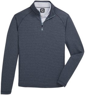 FootJoy Men's Thermoseries Heather Brushed Back Mid-Layer Golf Pullover, Spandex/Polyester in Navy, Size S