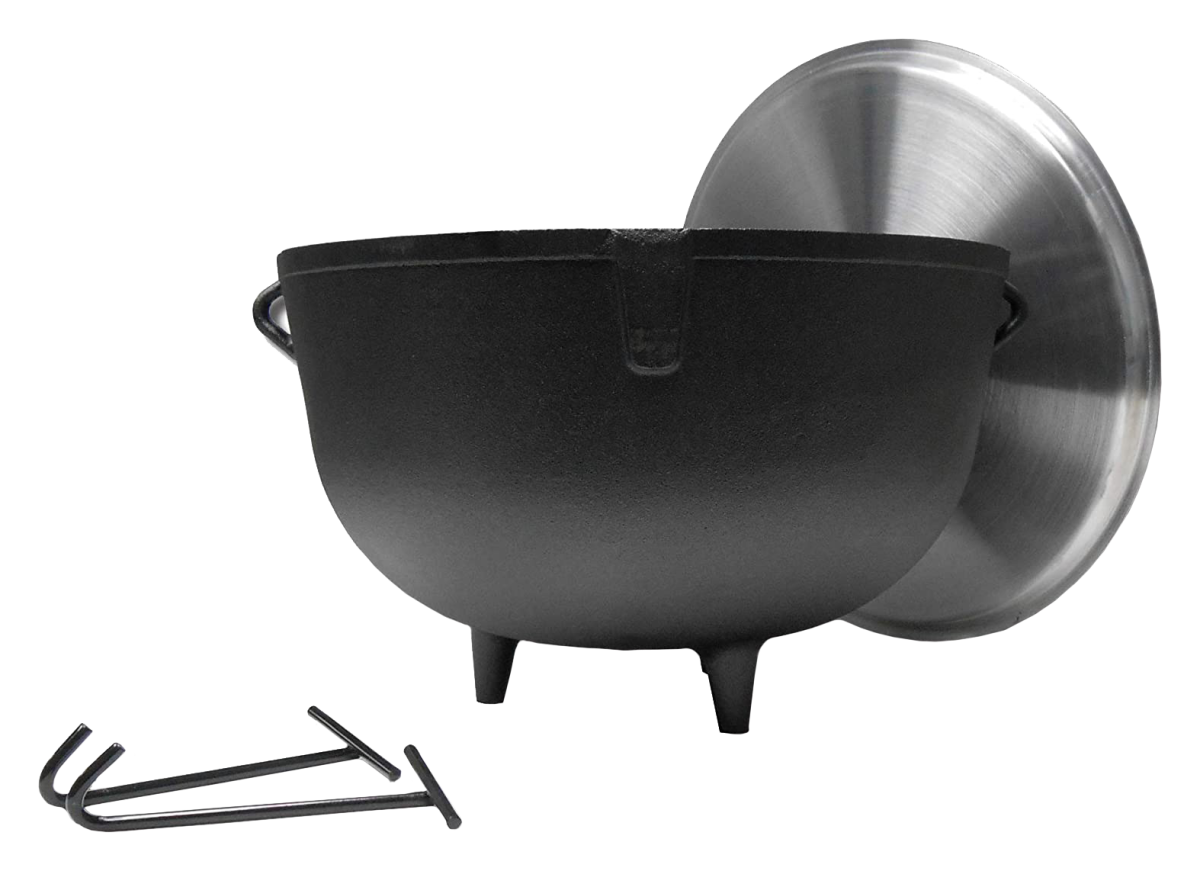 King Kooker Pre-Seasoned 10-Gallon Cast Iron Jambalaya Pot with Feet and Lifting Hooks