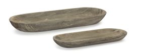 Melrose International Carved Wooden Dough Bowl Trays