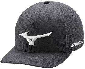 Mizuno Men's Tour Delta Fitted Golf Hat, Spandex/Polyester in Heather Charcoal, Size S/M