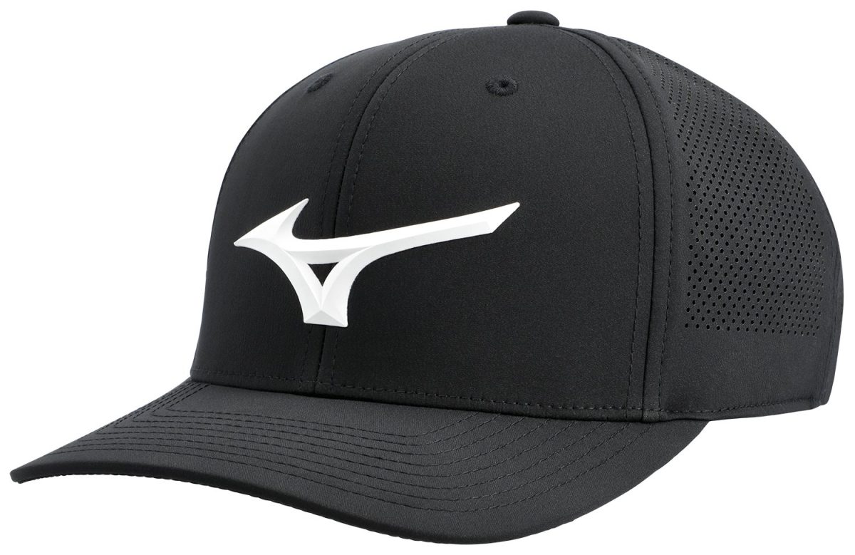 Mizuno Men's Tour Vent Snapback Golf Hat in Black/White