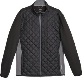 Puma Men's Frost Quilted Golf Jacket, 100% Polyester in Puma Black/Slate Grey, Size M