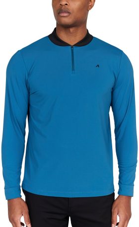 REDVANLY Men's Briar Quarter Zip Golf Pullover, Spandex/Polyester in Blue, Size M