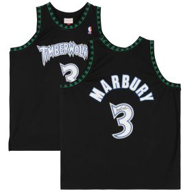 Stephon Marbury Minnesota Timberwolves Autographed Black Mitchell & Ness 1997-1998 Swingman Jersey