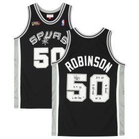 David Robinson San Antonio Spurs Autographed Black Mitchell & Ness 1988-1989 Authentic Jersey with Multiple Inscriptions - Limited Edition of 10
