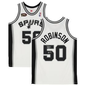David Robinson San Antonio Spurs Autographed White Mitchell & Ness 1988-1989 Authentic Jersey with "HOF 09" Inscription