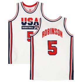 David Robinson USA Basketball Autographed White Mitchell & Ness 1992 USA Authentic Jersey with "The Admiral" Inscription