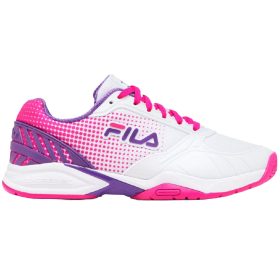 Fila Women's Volley Zone Pickleball Shoes (White/Pink Glo/Electric Purple)