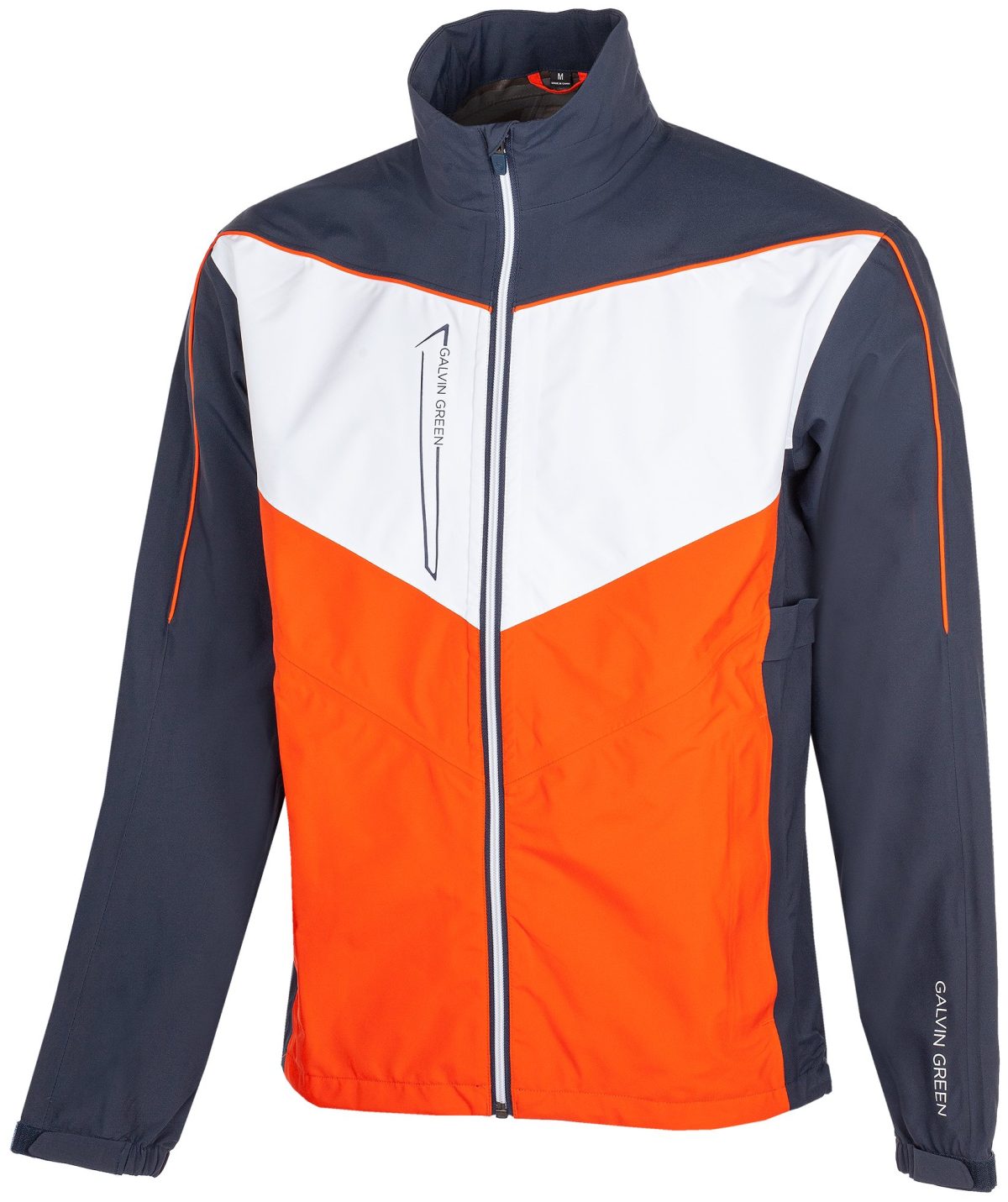 Galvin Green Men's Armstrong Gore-Tex Golf Rain Jacket in Navy/White/Orange, Size S