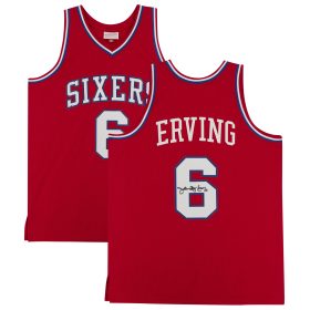 Julius Erving Philadelphia 76ers Autographed Red 1982-83 Mitchell & Ness Replica Jersey