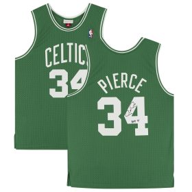 Paul Pierce Boston Celtics Autographed Green 2007-08 Mitchell & Ness Replica Jersey with "HOF 21" Inscription