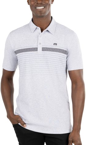 TravisMathew Men's Wildwood Golf Polo, Cotton/Polyester in Heather Light Grey Hlg, Size S
