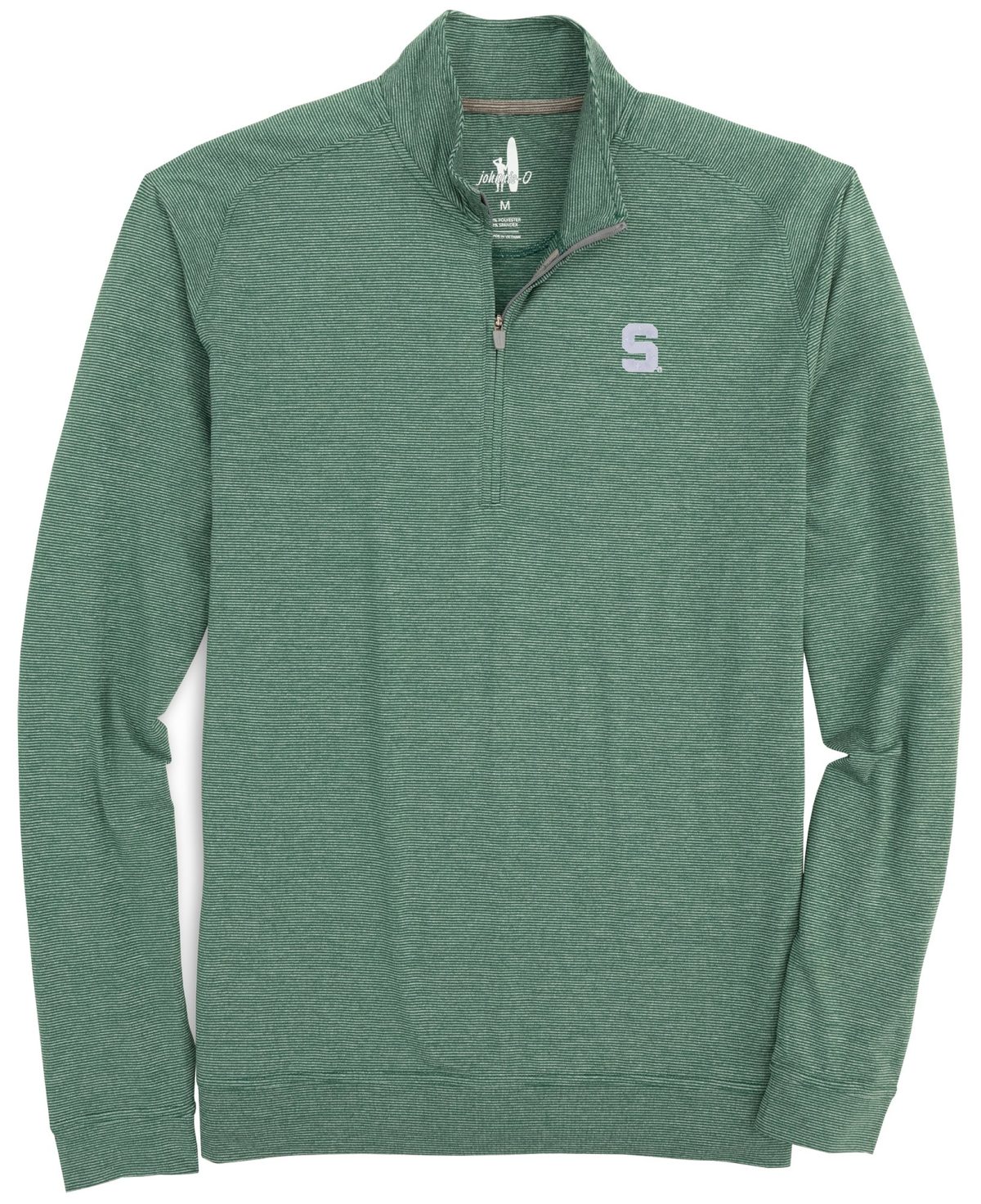 johnnie-O Men's Michigan State Spartans Vaughn Striped Prep-Formance 1/4 Zip Golf Pullover, Spandex/Polyester in Green, Size M