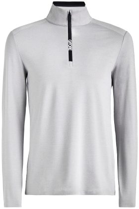 G/FORE Men's Brushed Back Tech Quarter Zip Golf Pullover in Light Heather Grey, Size S