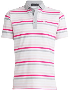 G/FORE Men's Favourite Stripe Tech Jersey Golf Polo, Polyester/Elastane in Cameo, Size M