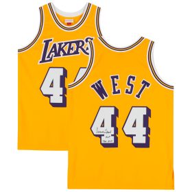 Jerry West Los Angeles Lakers Autographed Gold Mitchell & Ness 1971-1972 Authentic Jersey with "HOF 1980 & 2010 " Inscription