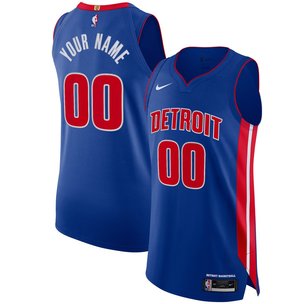 Men's Nike Blue Detroit Pistons Authentic Custom Jersey - Icon Edition