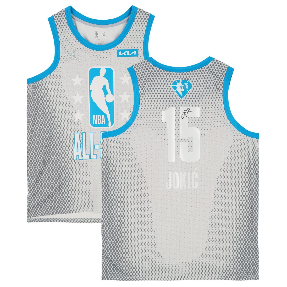 Nikola Jokic Denver Nuggets Autographed Platinum Nike 2021-2022 All-Star Game Swingman Jersey