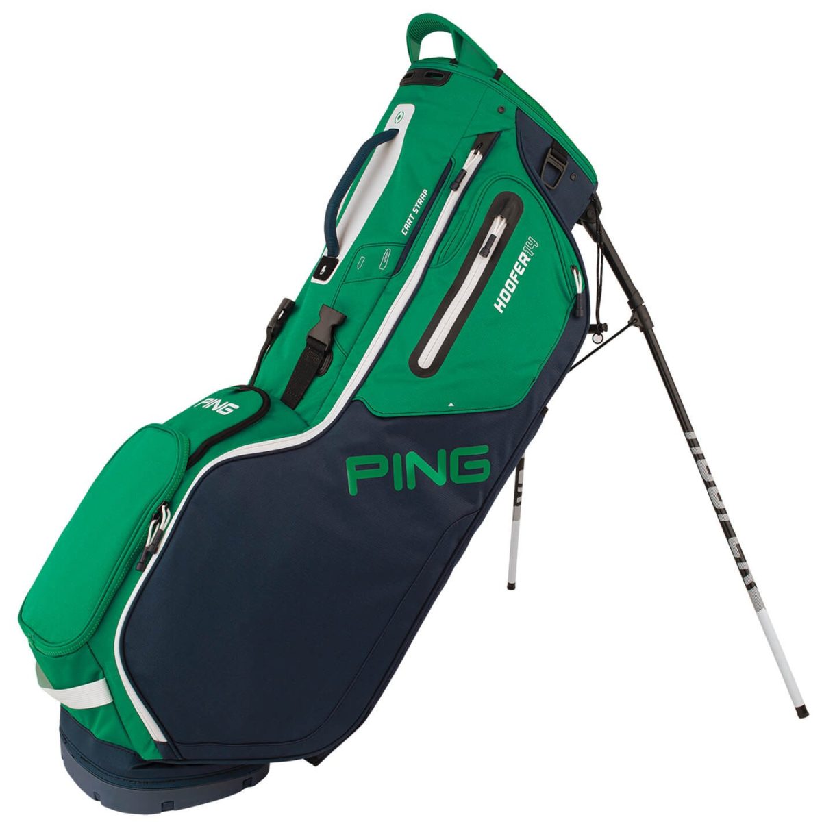 PING Men's Hoofer 14 Stand Bag, Polyester/Rayon in Navy/Green/White